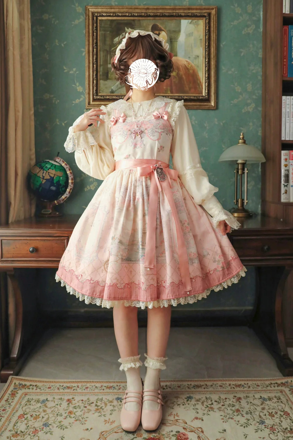 Moon River - Swan Lake Mirror - Pink Sweet Lolita Print JSK Dress