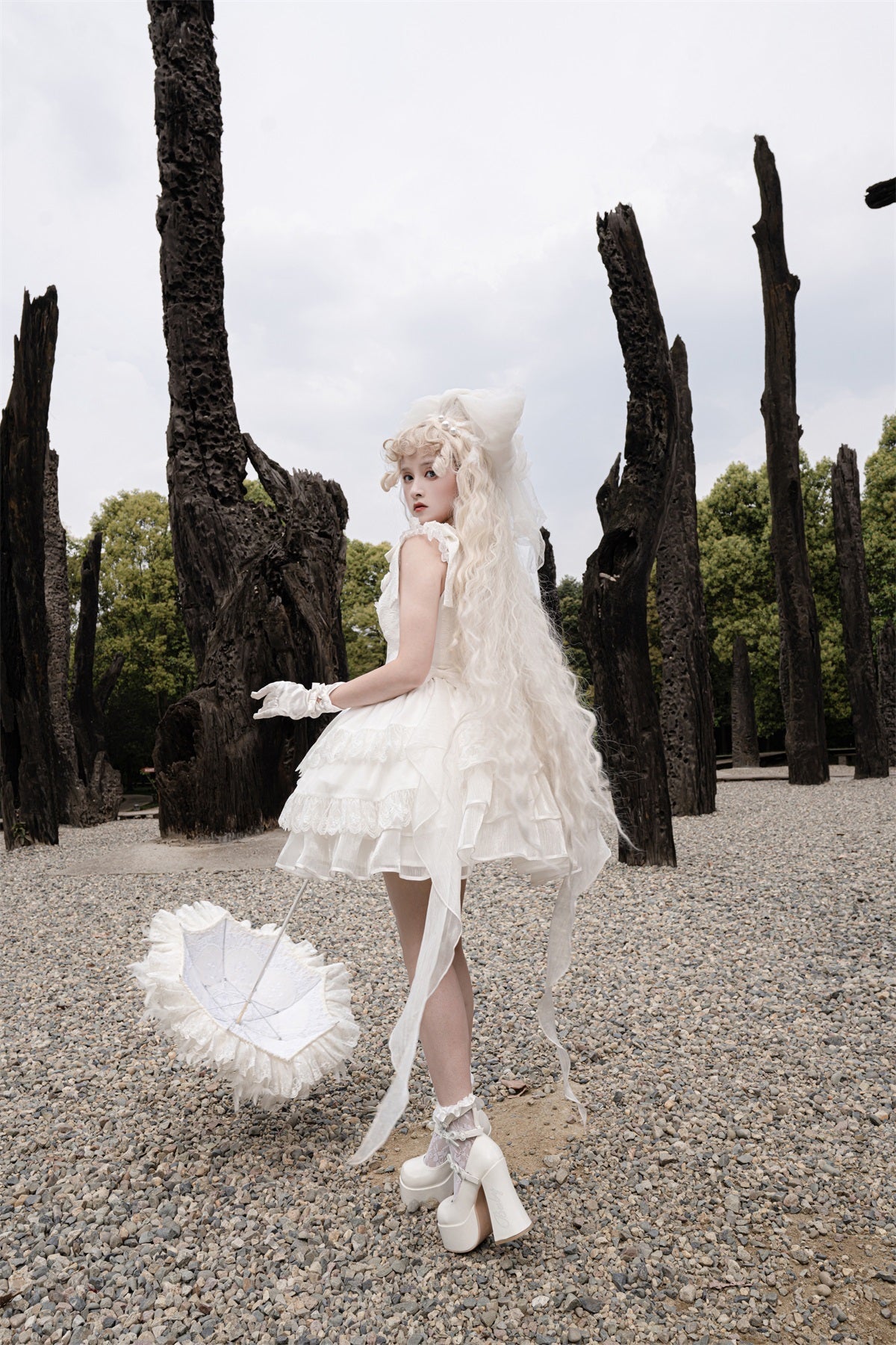 Your princess - Sweet Lolita White Princess Flounce Hemline OP