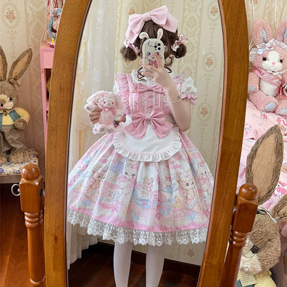 Hanguliang - Sweet Bunny Bear - Sweet Lolita Jumper Dress Cute JSK