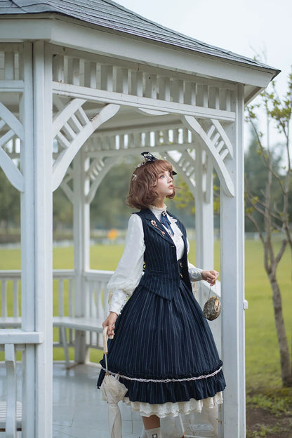 Miss Point - Rose Doll - Elegant Lolita Striped Fishbone Skirt