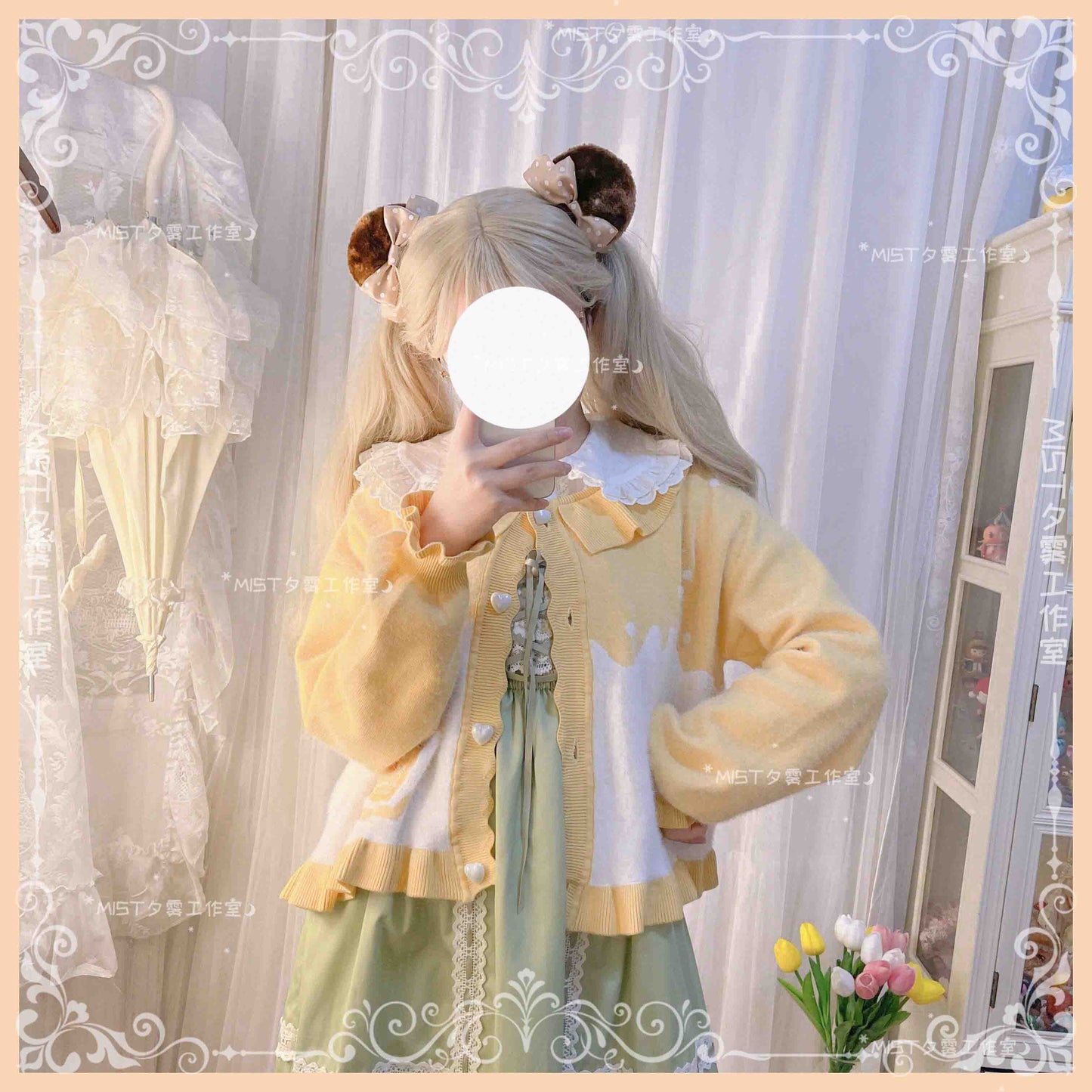 MIST - Beating Heart - Sweet Lolita Thick Sweater Coat Puff Sleeve