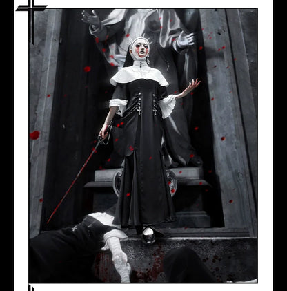CHUNLV LOLITA - Night Cathedral - Halloween Nun Lolita OP Suit Gothic Dress Set