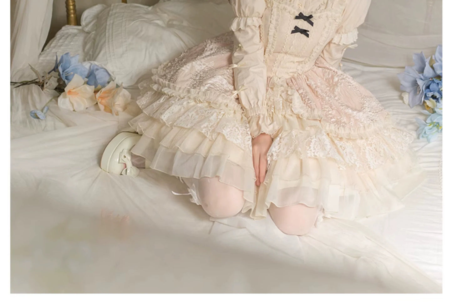 With PUJI - Music Box - Classic Lolita JSK Suit Ballet Cake Skrit