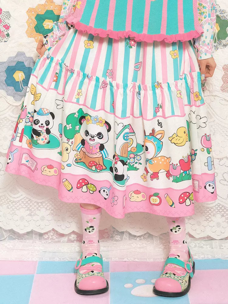 Striped print long skirt【s0000007680】