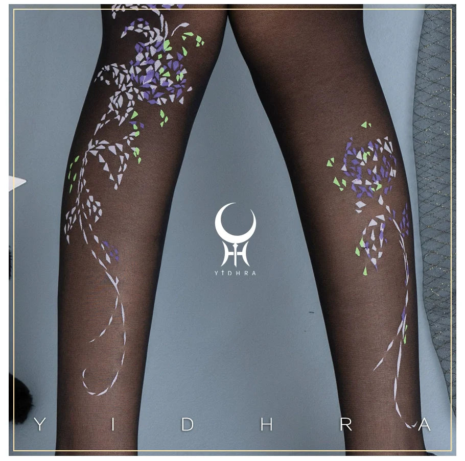 Yidhra - Resplendent flower Qiki - Elegant Lolita Pantyhose Velvet Pantyhoses Summer