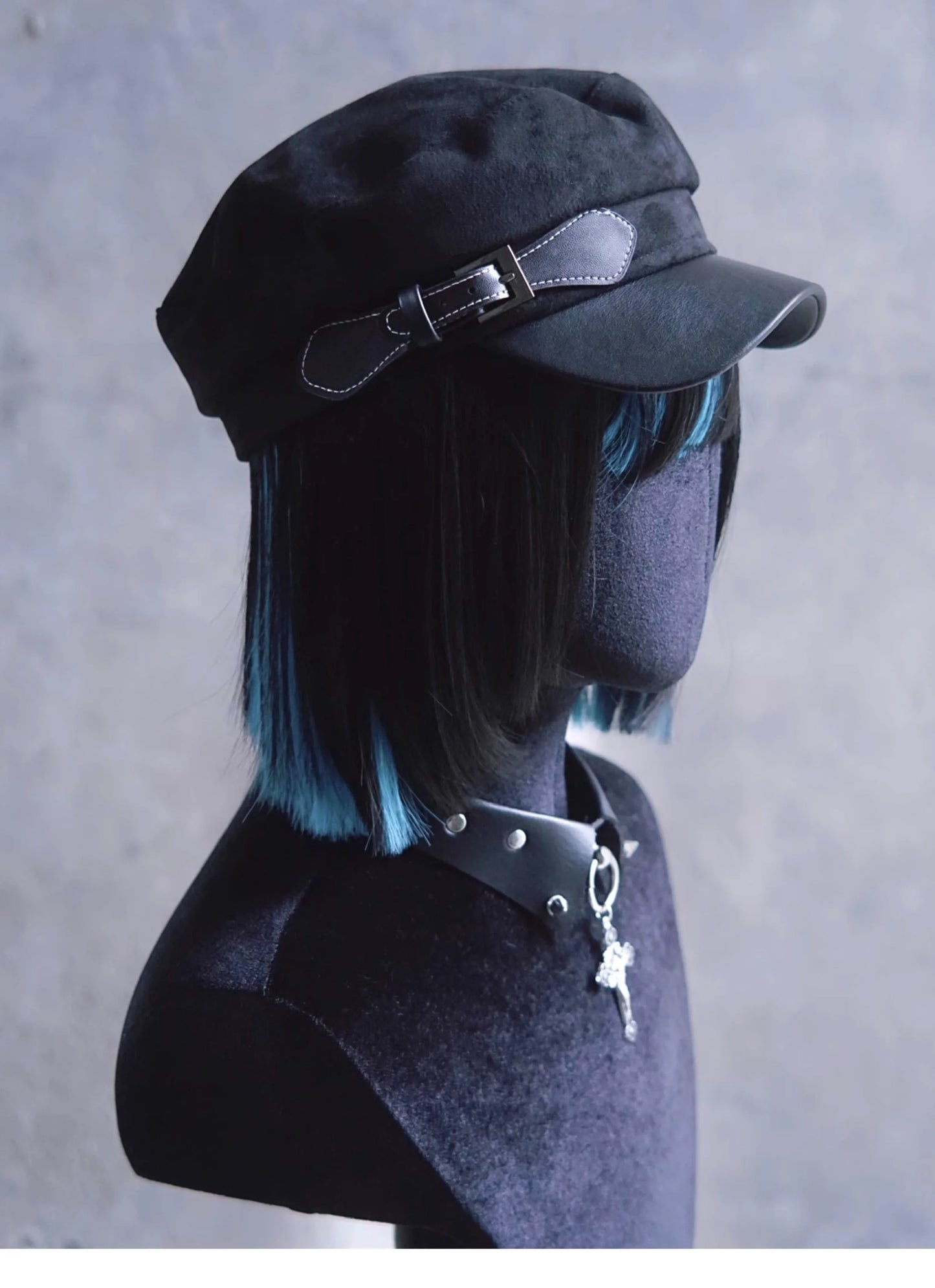 Strange Sugar - Gothic Lolita Hat Leather Buckle Lolita Newsboy Hat