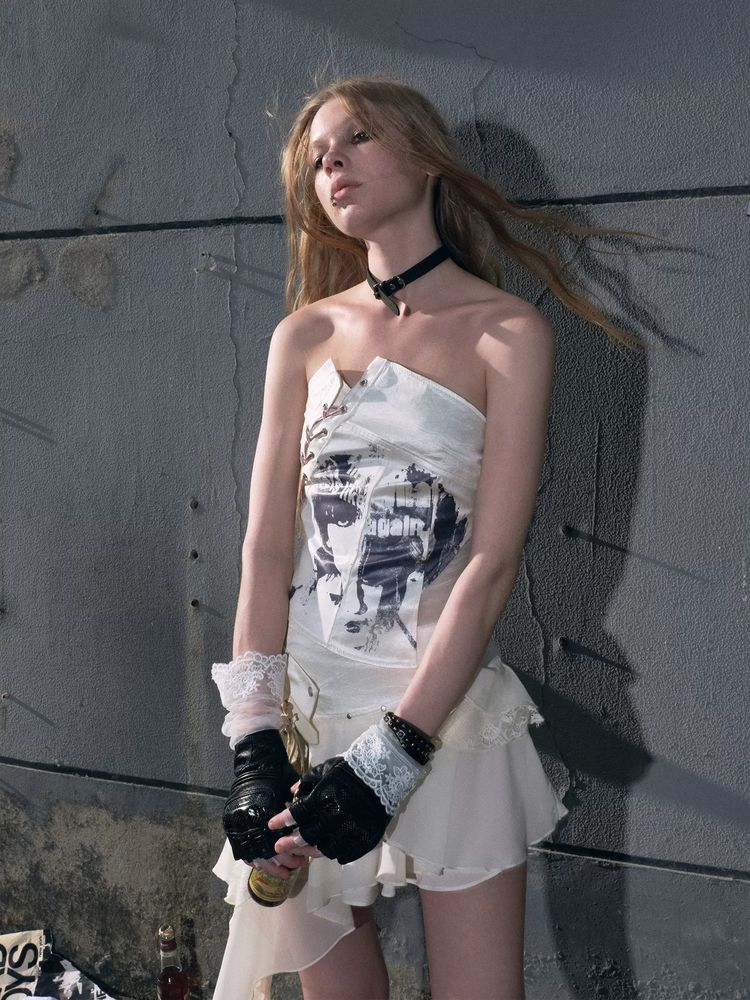 Punk style tube top【s0000009487】