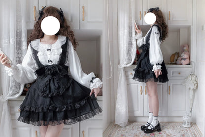 Flower Banquet - Sweet Lolita Blouse Embroidered Shirt with Long Sleeve
