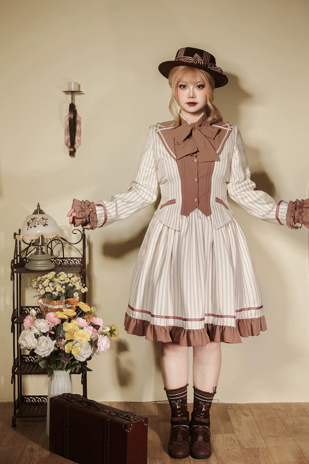 Miss Point - Classical Chocolate - Classic Lolita Skirt Elegant Striped SK