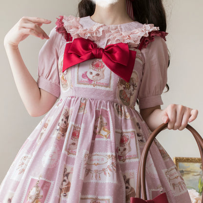 MIST - Semi-sweet Milk Cake - Sweet Lolita Short Sleeve Blouse with Lace Peter Pan Collar
