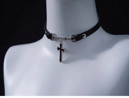 Strange Sugar - Gothic Lolita Choker with Cross Pendant