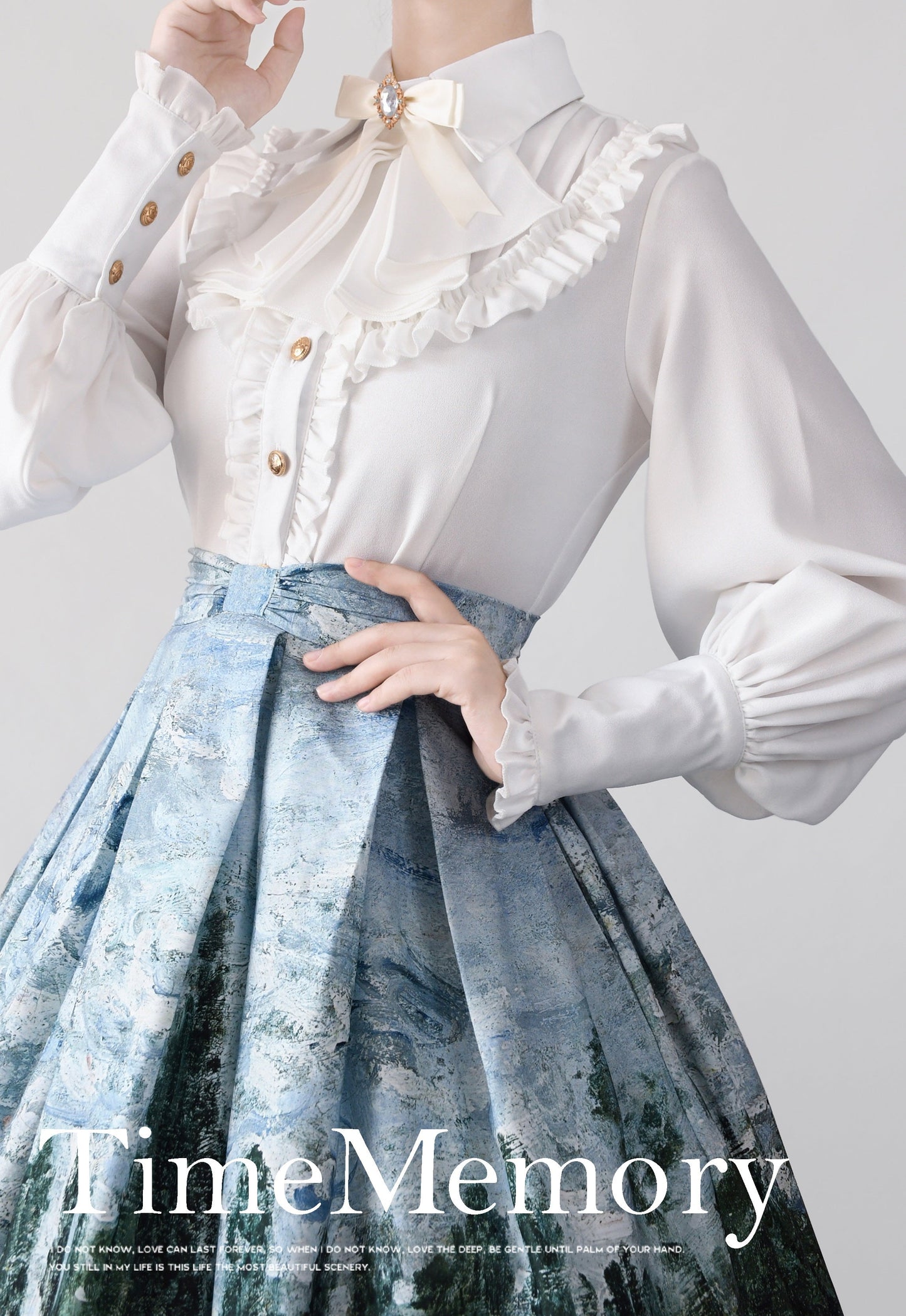 Time Memory - Elegant Lolita Slim Fit Mutton Sleeve Blouse