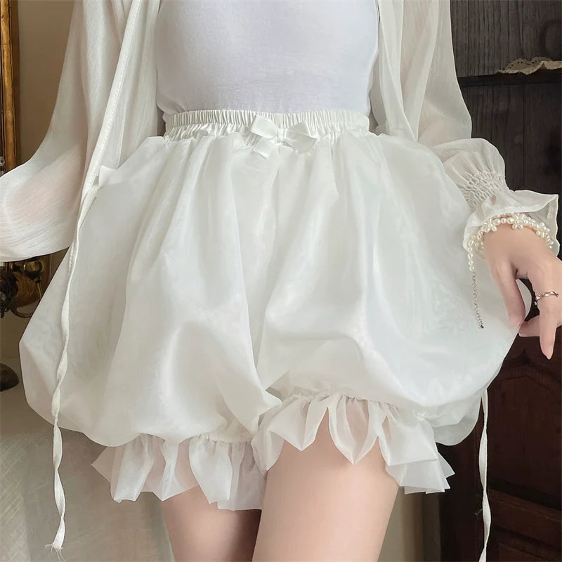 Sugar Girl - Casual Lolita Bloomer Solid Color Organza Shorts Bloomers
