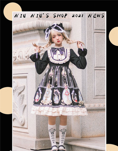 Niu Niu - Easter - Plus Size Lolita Dress Black Long Sleeve Vintage OP