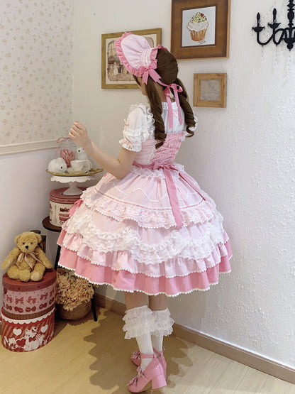 Sugar Girl - Fondant Cake - Summer Sweet Lolita JSK Dress, Tiered Ruffles and Bows