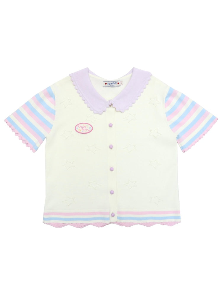 Star Mellow Knit Striped Cardigan【s0000002375】