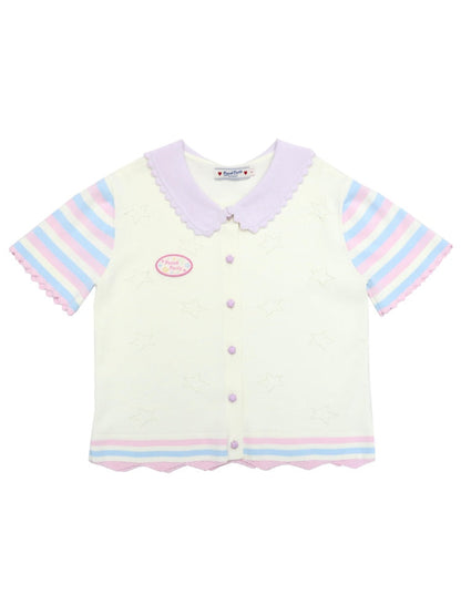 Star Mellow Knit Striped Cardigan【s0000002375】