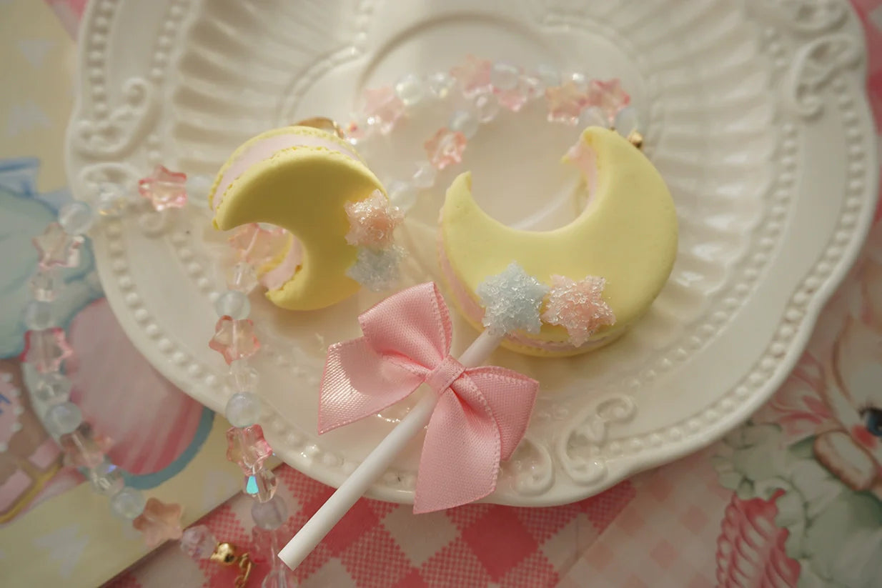 Cat Tea Party - Kwaii Lolita Accessories Moon Lollipop Clay Necklace Ring