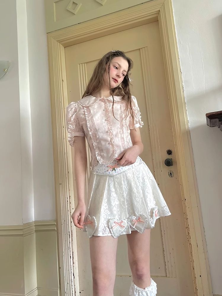 Puff sleeve short sleeve shirt【s0000008724】