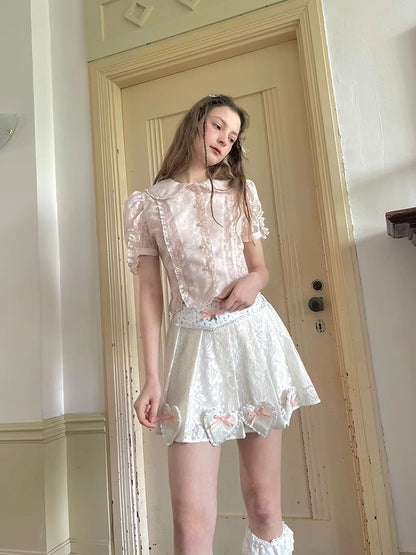 Puff sleeve short sleeve shirt【s0000008724】