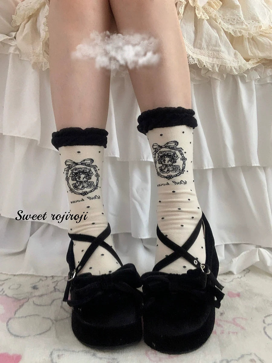 Roji Roji - Kawaii Cotton Lolita Socks Mid-calf Socks