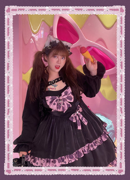 Yingtang - Plus Size Lolita Dress Leopard Hot Girl Sweet