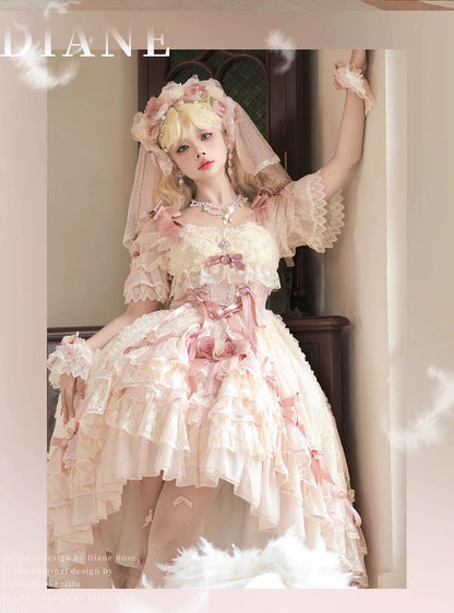 MieYe - Diana Rose - Bridal Lolita Dress Short Wedding OP with Accessories