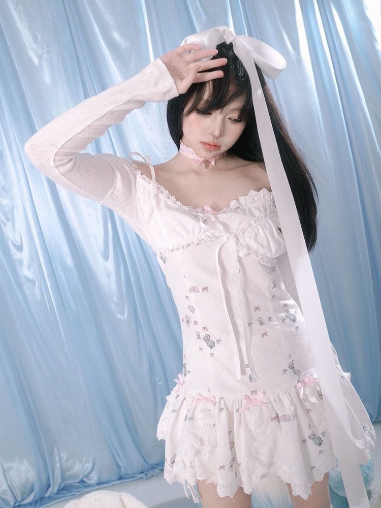 Lace bow sunscreen top【s0000002177】