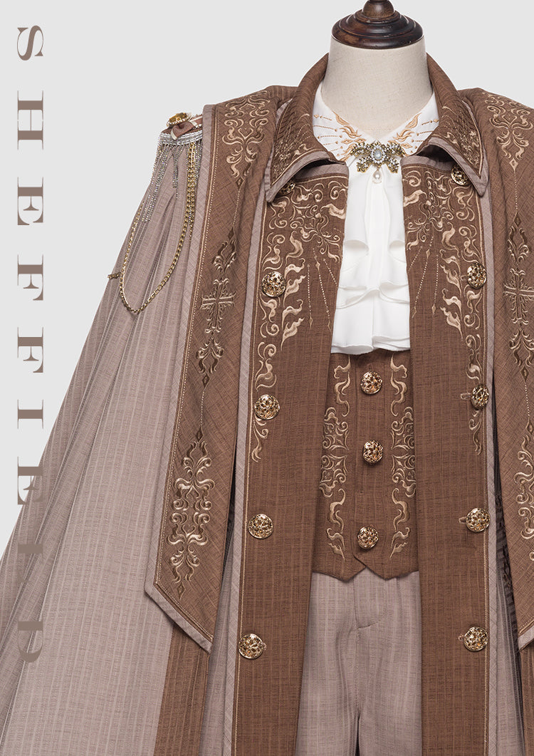 Youpairui - Sheffield - British Military Ouji Lolita Long Coat Full Set