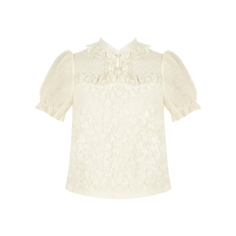 With PUJI - Moon Gauze - Qi Lolita Blouse Chinese Style Shirt