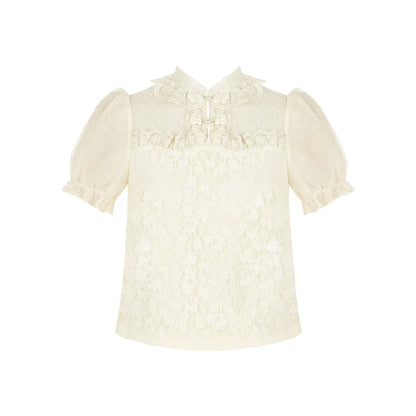 With PUJI - Moon Gauze - Qi Lolita Blouse Chinese Style Shirt