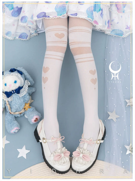 Yidhra - Enchanting Magic - Sweet Lolita Pantyhose Heart Hollow Out Thin Tights