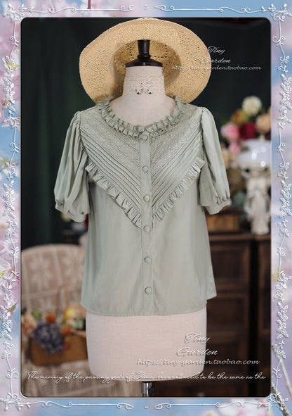 Tiny garden - Elegant Lolita Blouse Short Sleeve Lolita Shirt