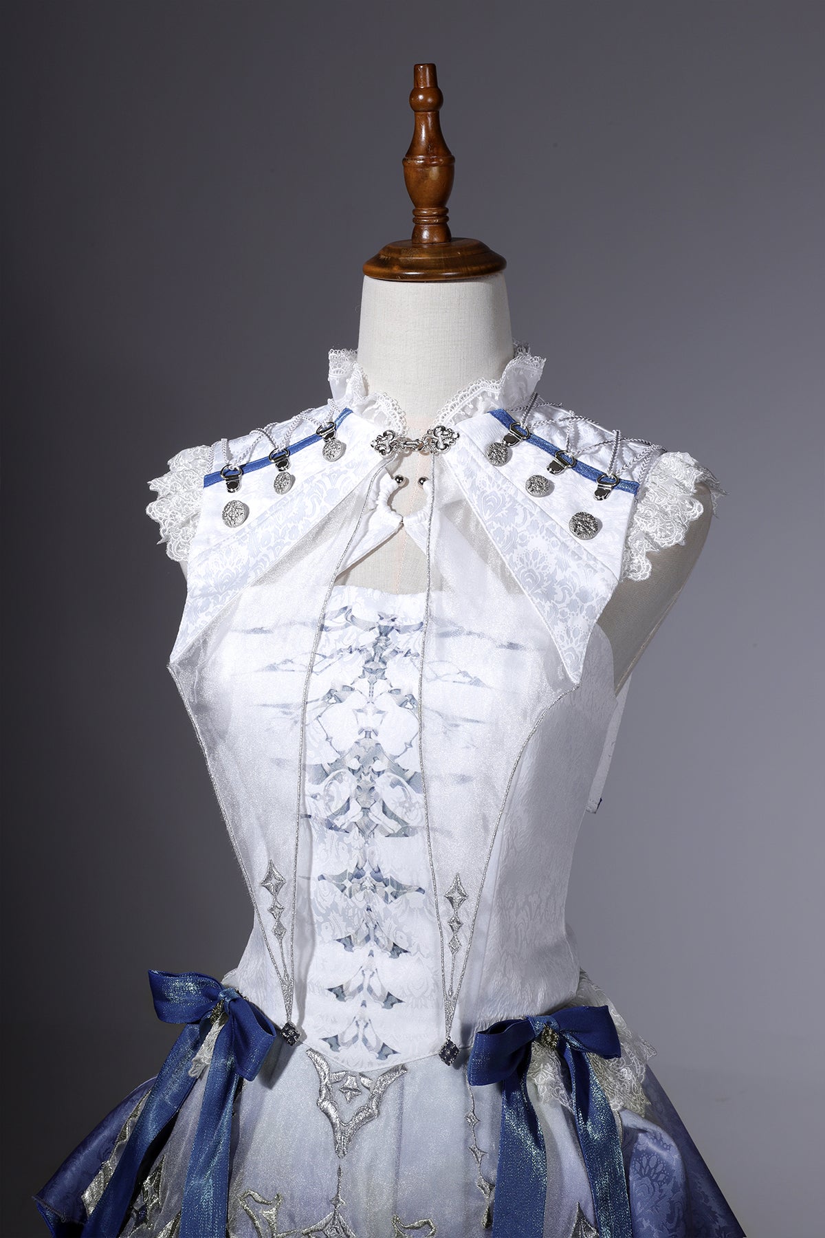 Designer's Gift - Blue Dragon Bone - Ouji Lolita Shorts Suit with Embroidery and Trailing