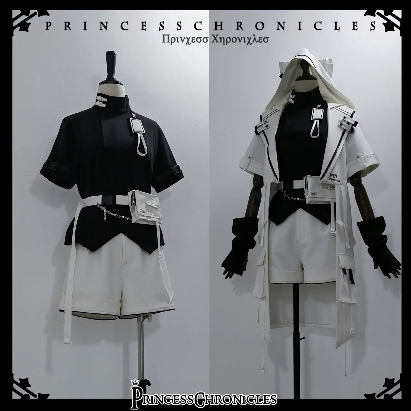 Princess Chronicles - White Cat - Futuristic Style Cool Lolita Pants Suit With Cat Ear Coat