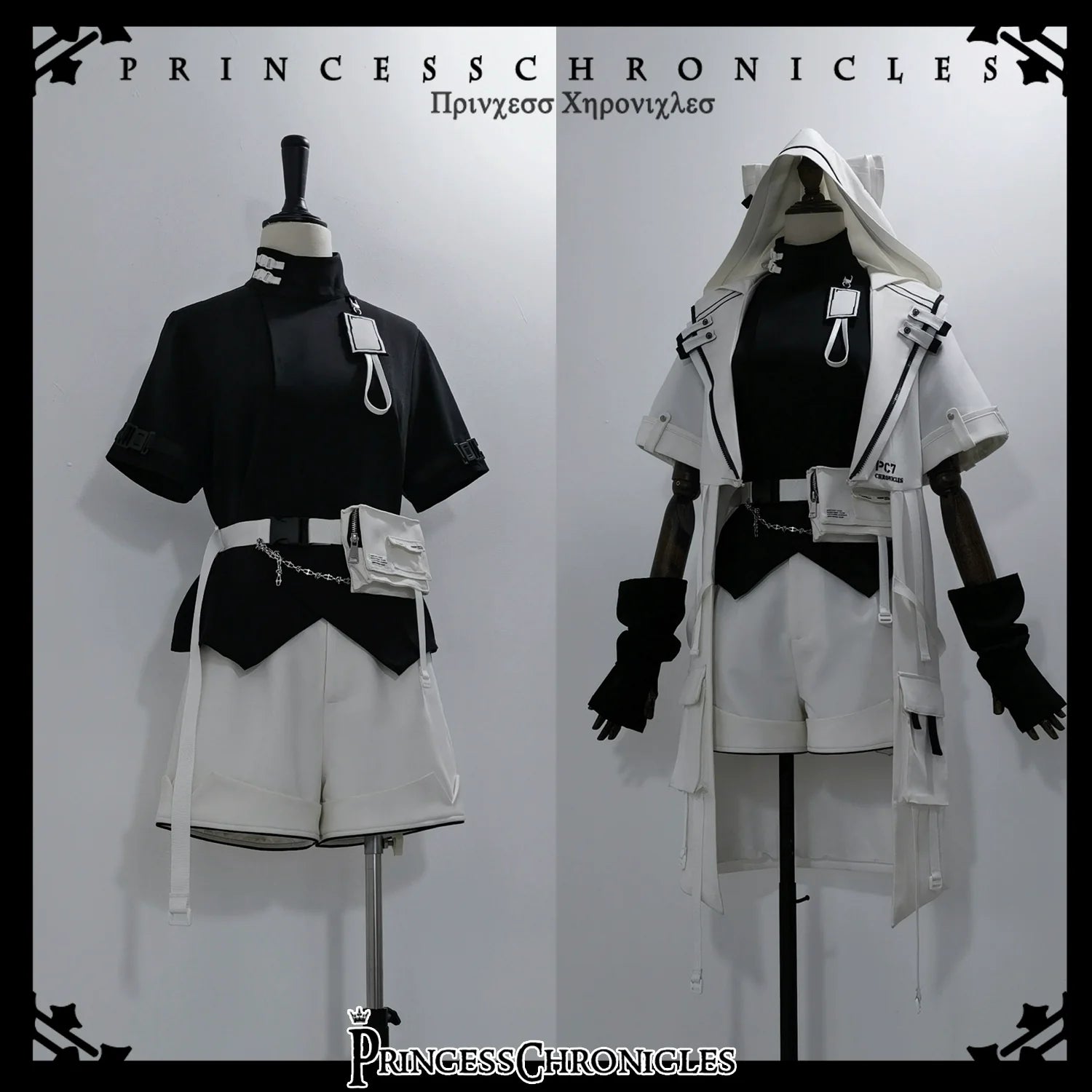 Princess Chronicles - White Cat - Futuristic Style Cool Lolita Pants Suit With Cat Ear Coat