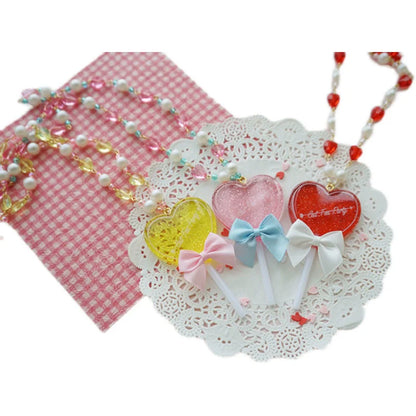 Cat Tea Party - Sweet Lolita Necklace Heart-Shaped Lollipop Necklace