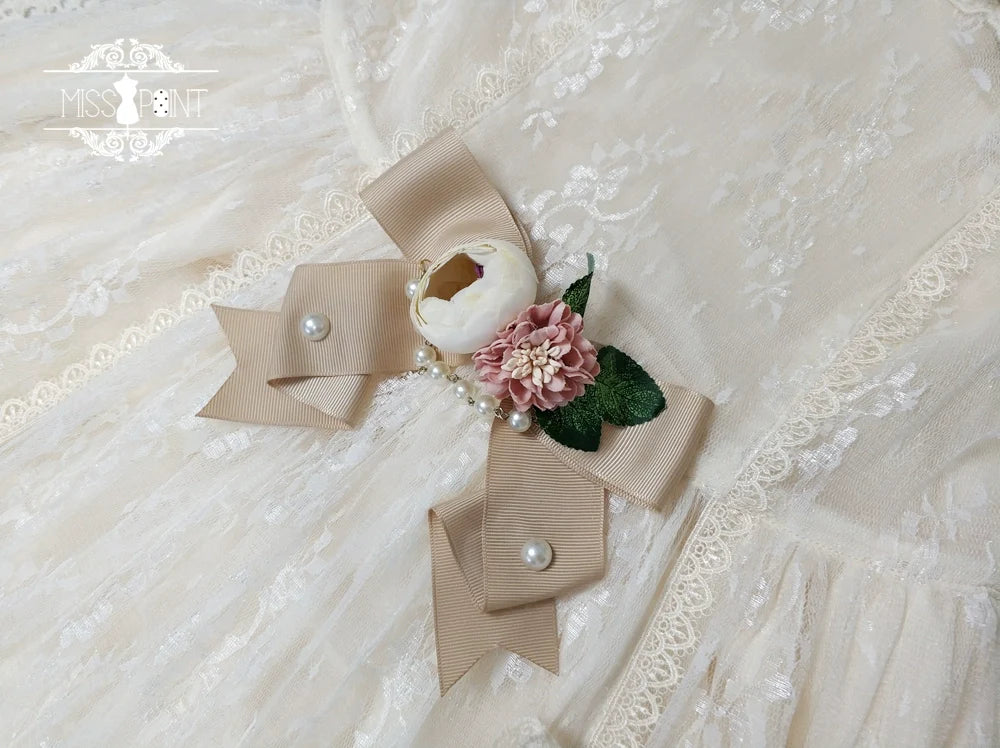 Miss Point - Dawn Girl - Reto Elegant lolita OP Dress Lace Long Sleeve