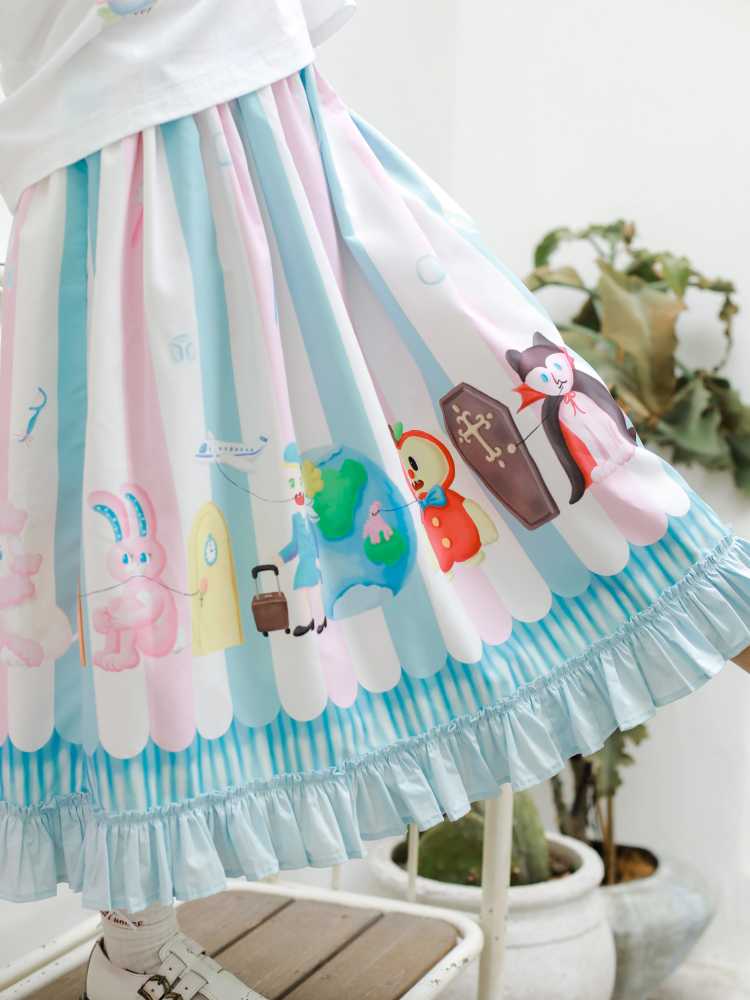 Hand-drawn printed skirt【s0000010071】