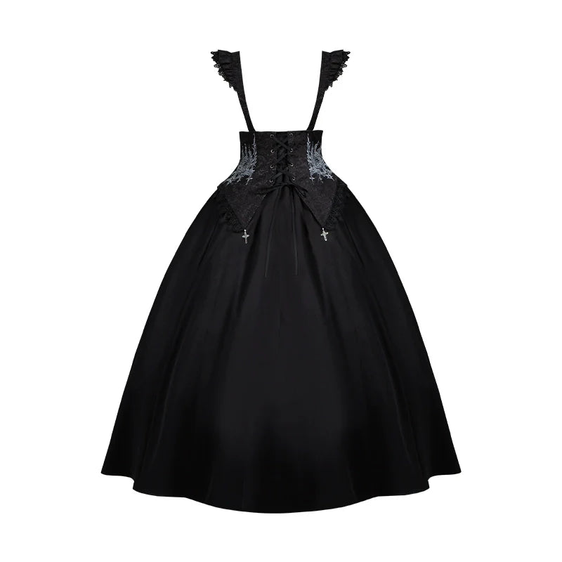 With PUJI - Thorny Night - Gothic Lolita Bust-supporting Skirt With Removable&Adjustable Strap