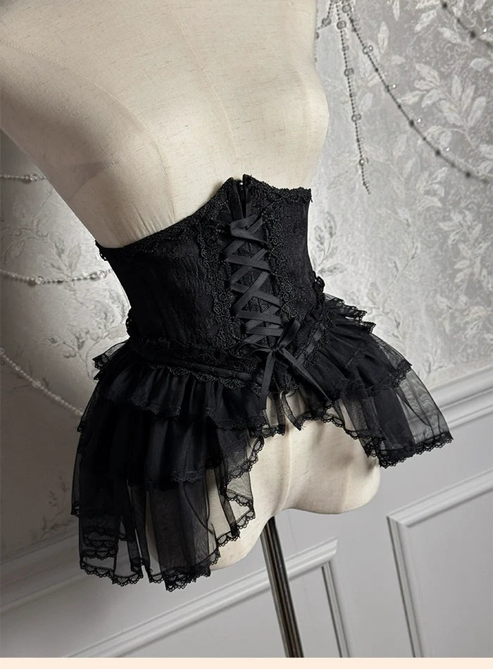 Alice Girl - Cross - Gothic Princess Lolita Corset with Multiple Layers Hem