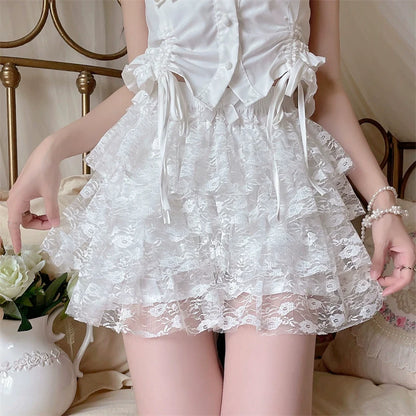 Sugar Girl - Daily Cotton Lolita Safety Shorts White Lace Leggings