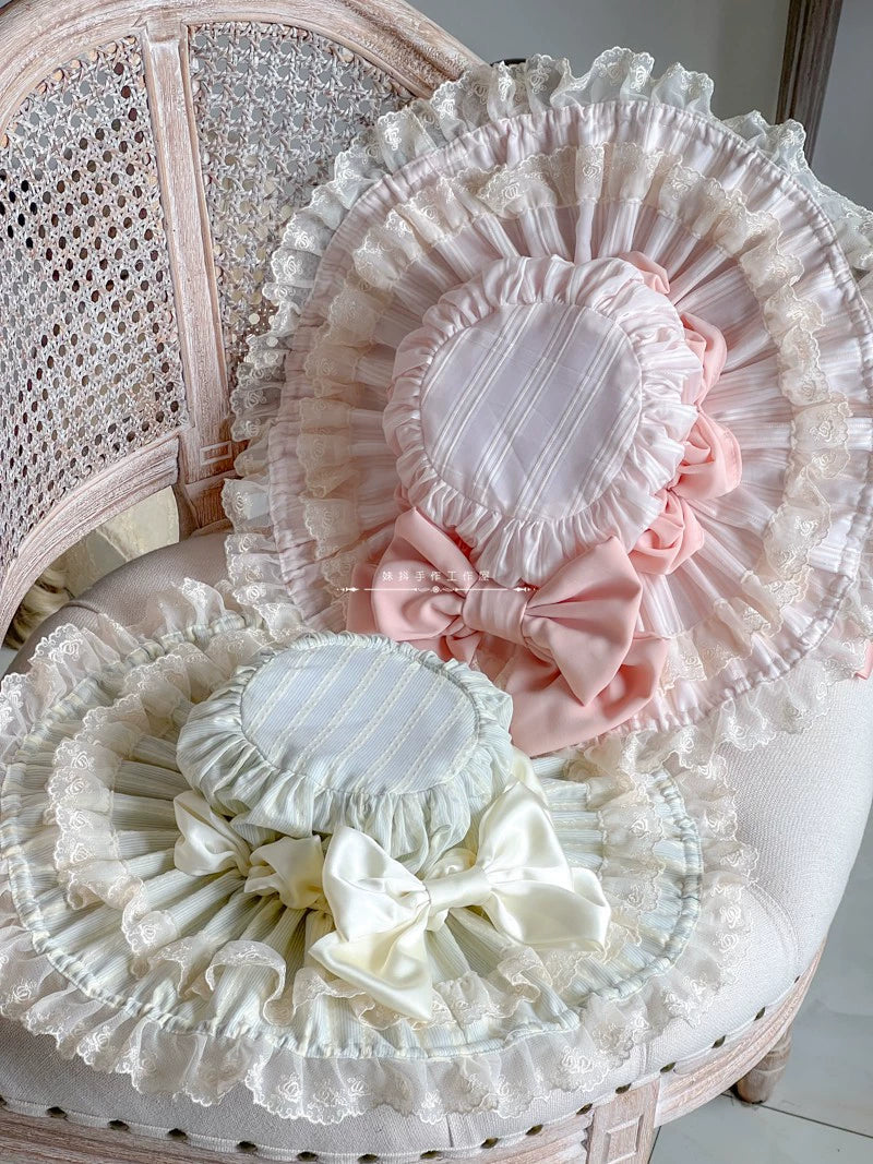 MAID - Vintage Lolita Hat Striped Lace Hat