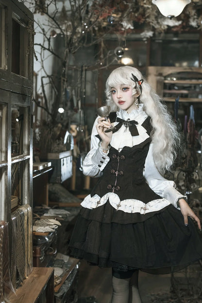 Letters from Unknown Star - Bloodline Duke - Gothic Lolita SK Suit Spider Web Vest and Blouse