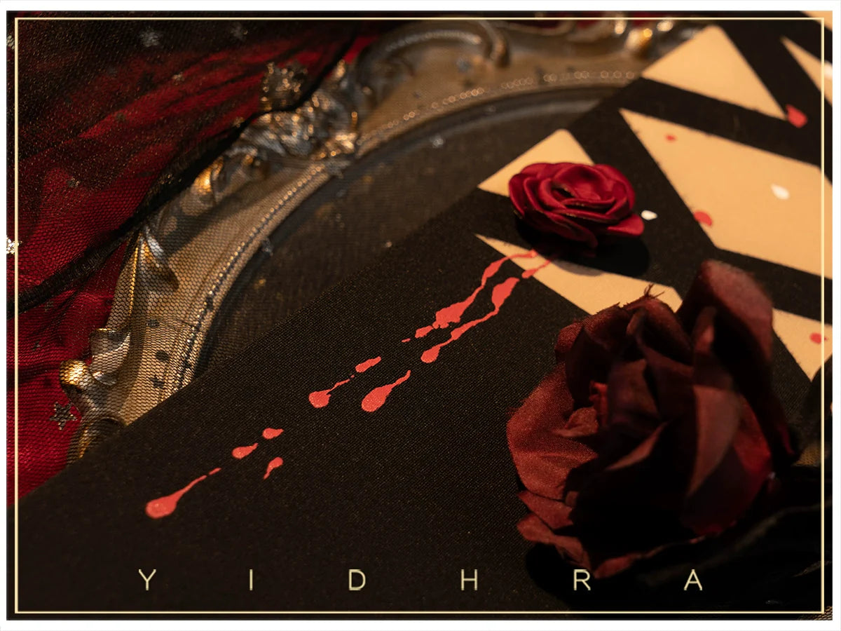 Yidhra - Fantasy Bride - Goth Lolita Pantyhose Rose Prints Pantyhoses