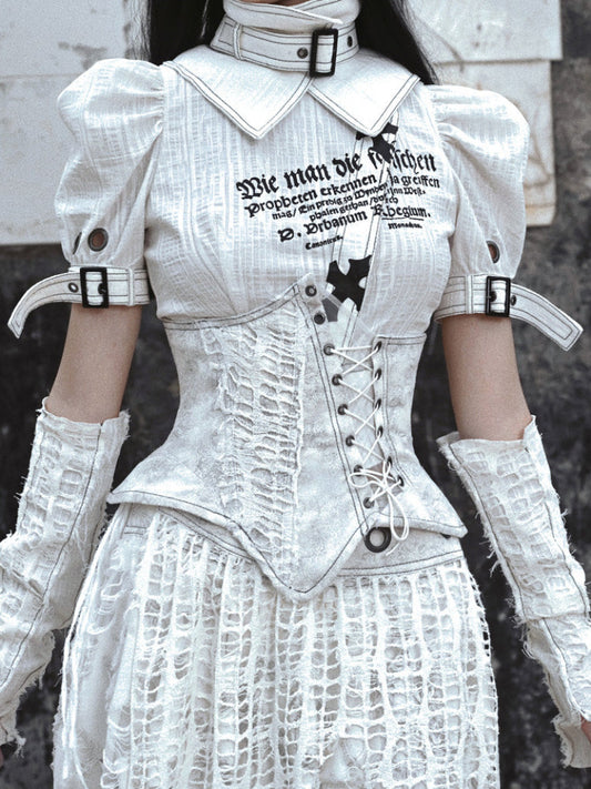 Suede perforated asymmetrical corset【s0000005569】