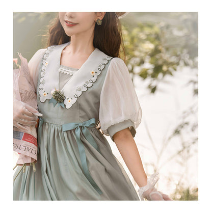 EESSILY - Afternoon Courtryard - Kawaii Lolita Summer Embroidery OP
