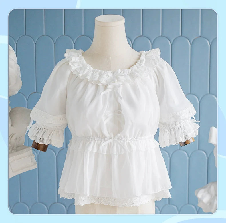 OCELOT - Sweet Lace Lolita Blouse Double-Wear Short Sleeves Shirt