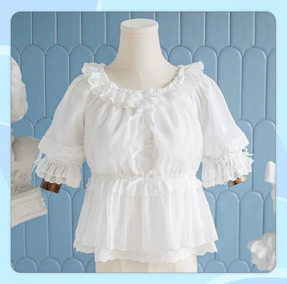 OCELOT - Sweet Lace Lolita Blouse Double-Wear Short Sleeves Shirt