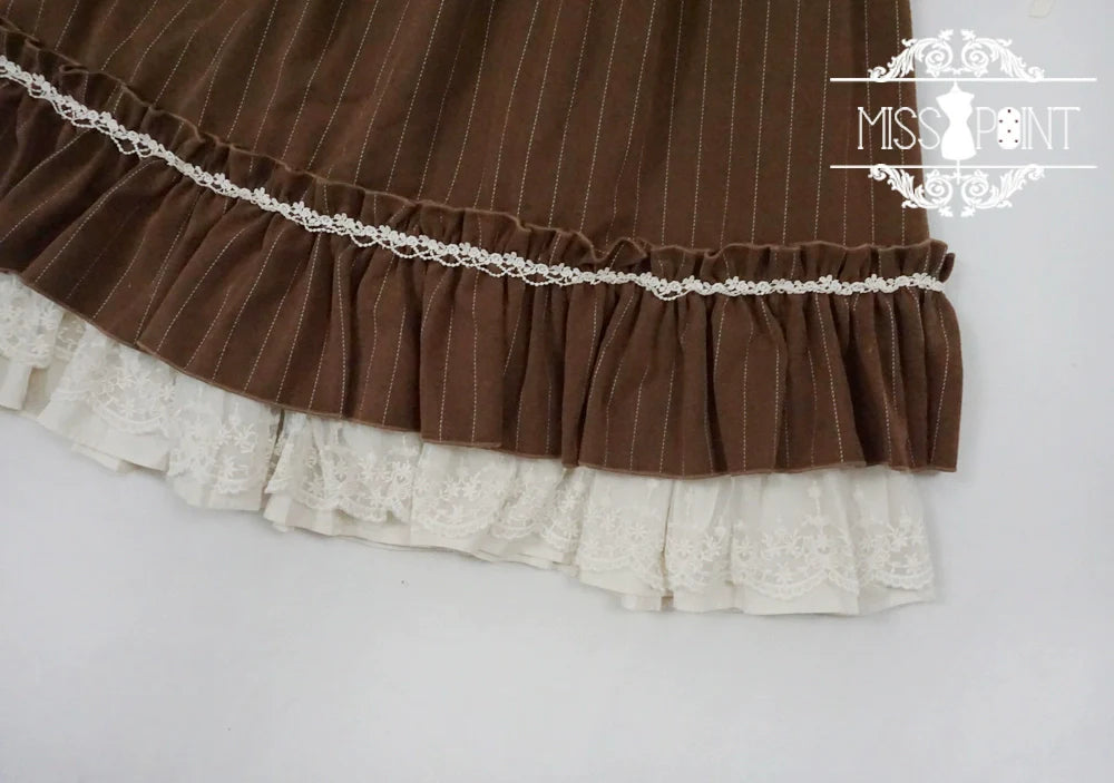 Miss Point - Rose Doll - Elegant Lolita Striped Fishbone Skirt